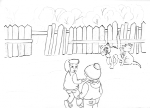 Карандашный эскиз к иллюстрации для детского рассказа. Курсовая работа Завгородней Яны.